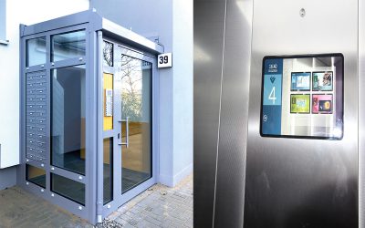 vorgestellter Aufzug und Kabinendisplay BV Magdeburg Olvenstedter Scheid, Komplettsanierung in 2 Bauphasen