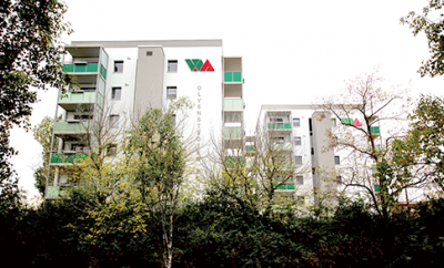 Fernansicht Magdeburg, Olvenstedter Scheid, Modernisierung und Komplettsanierung unter bewohnten Bedingungen, zwei Bauphasen, MACON BAU GmbH Magdeburg