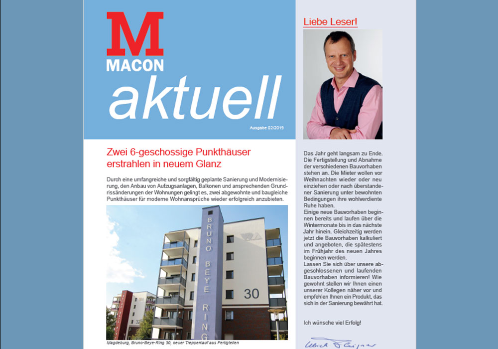 Firmenzeitschrift MACON aktuell 02/2019