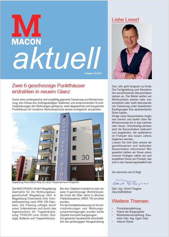 Firmenzeitschrift MACON aktuell 02/2019