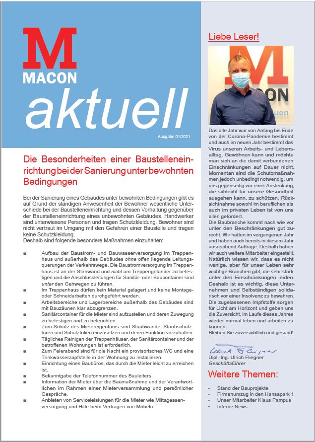 MACON-aktuell: Zeitung der MACON BAU GmbH Magdeburg