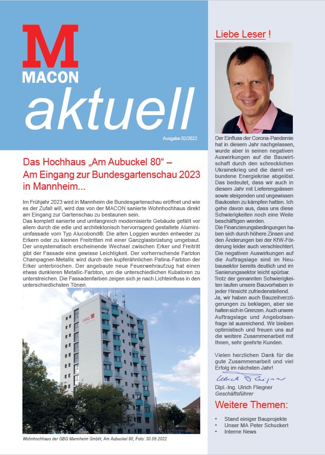 MACON aktuell 02-2022, Zeitung der MACON BAU GmbH Magdeburg