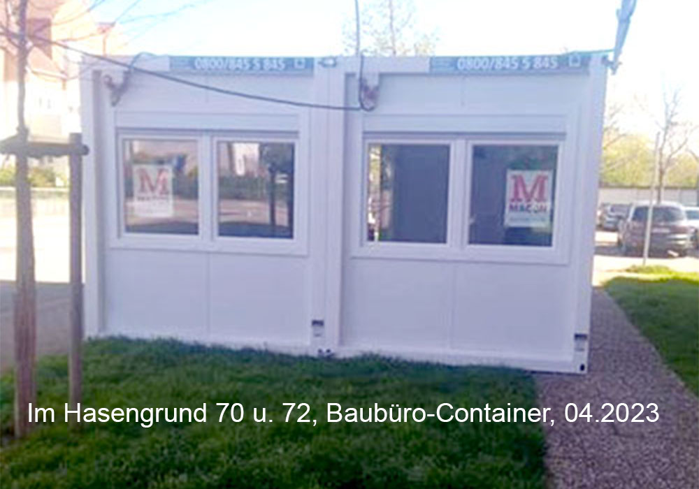 Baubüro-Container in Rüsselsheim, im Hasengrund, energetische Sanierung durch die MACON BAU GmbH Magdeburg