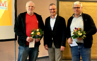 Zwei Jubilare bei der MACON BAU GmbH Magdeburg.